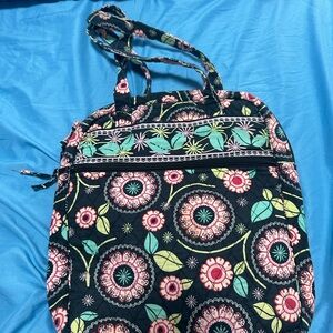 Floral Patterned Tote Bag - Black and Pink